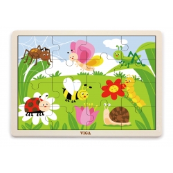 Viga 51450 Puzzle na podkładce 16 elementów - życie na łące